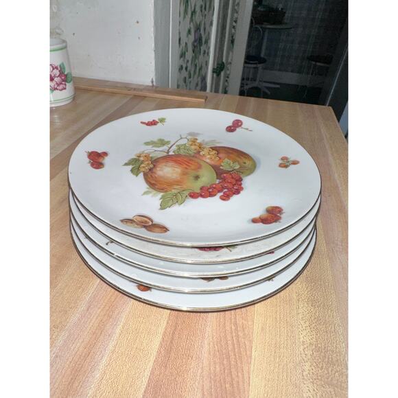 MID CENTURY SET -5 GOLD RIM SELTMANN WEIDEN BAVARIA WEST GERMANY 7.5" PLATES - Picture 2 of 4